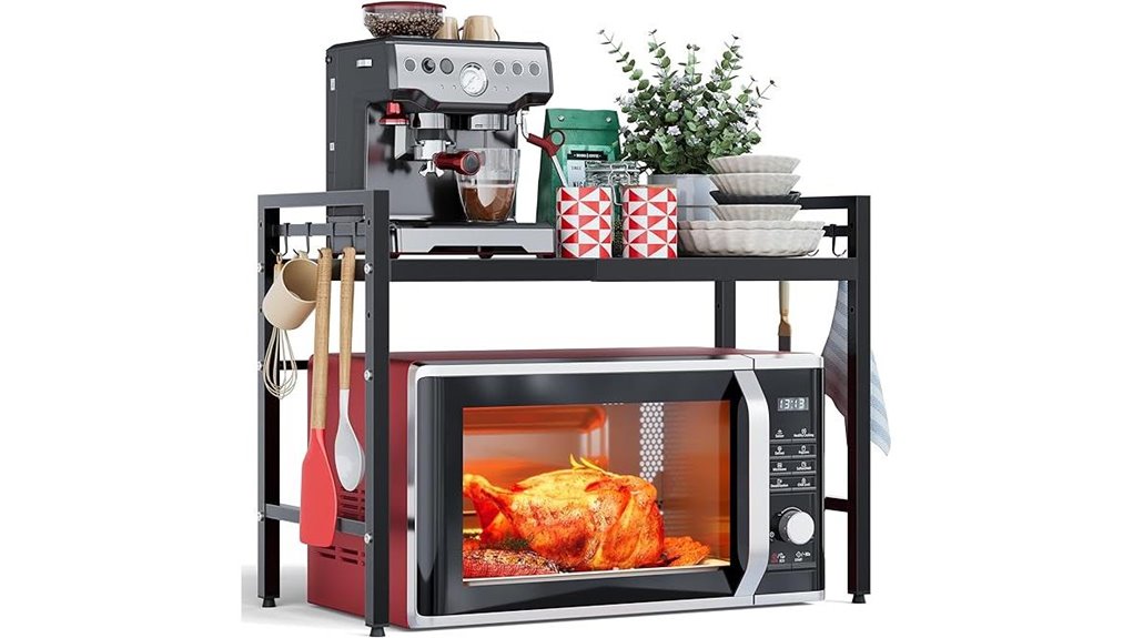 expandable microwave stand with hooks
