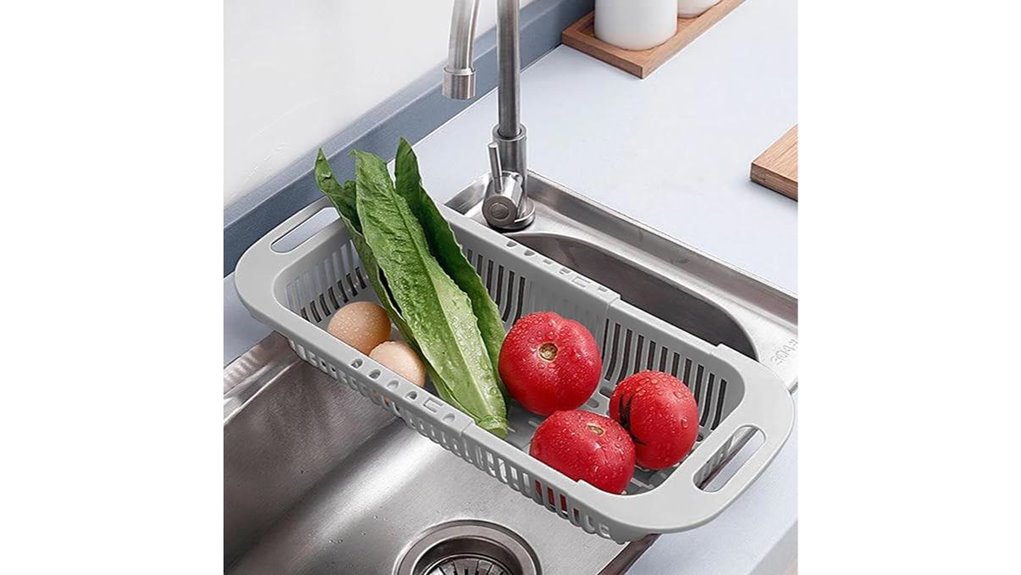 extendable green sink colander