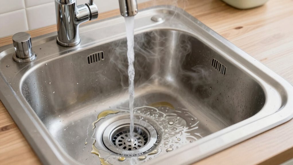 flush grease with boiling water