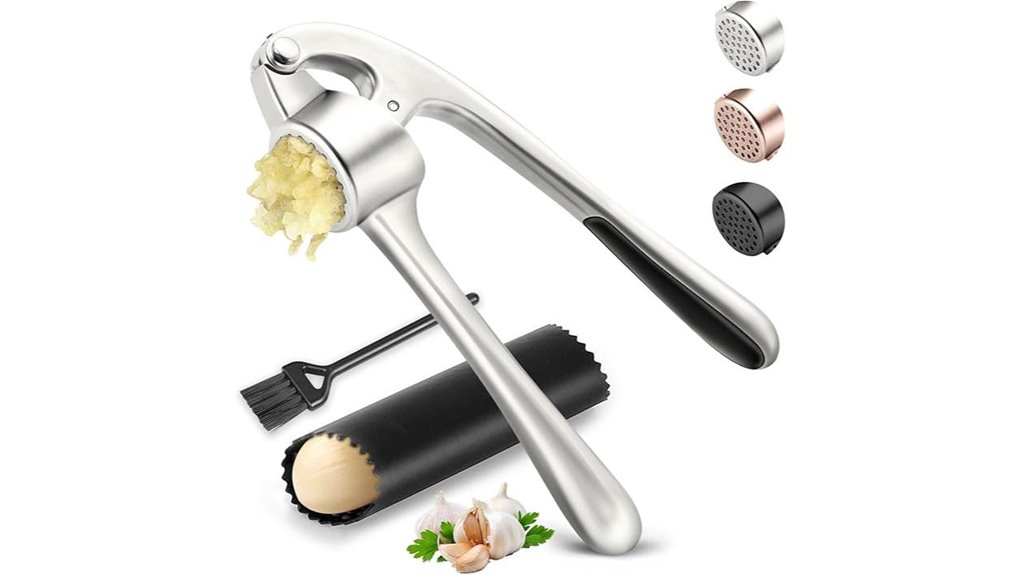 garlic press with accessories