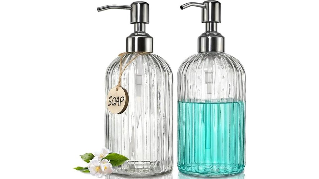 glass soap dispenser set