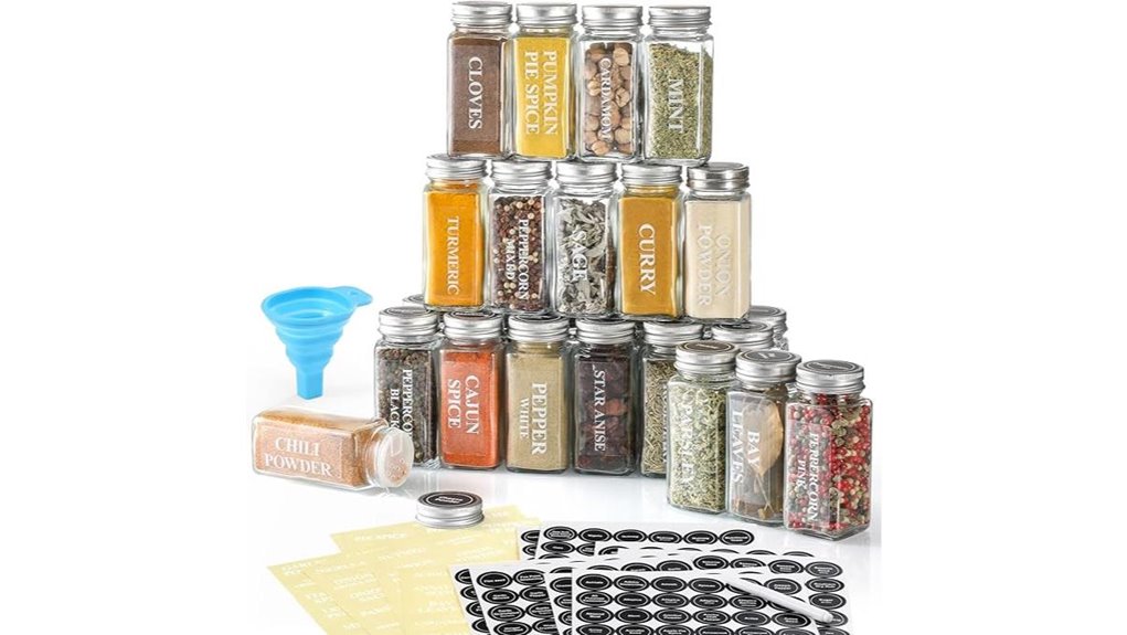 glass spice jars set