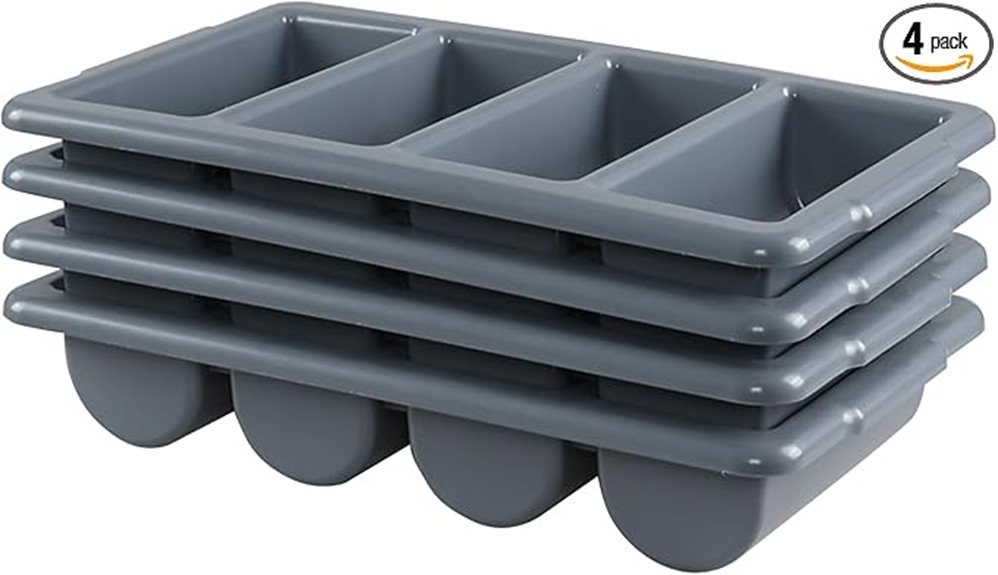 gray plastic cutlery organizer