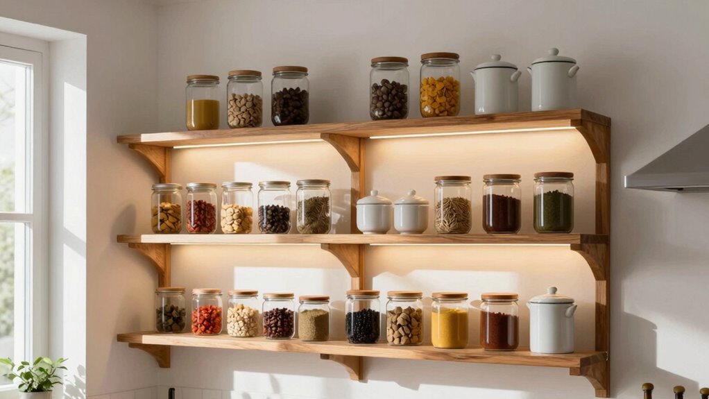 illuminate shelves with lighting