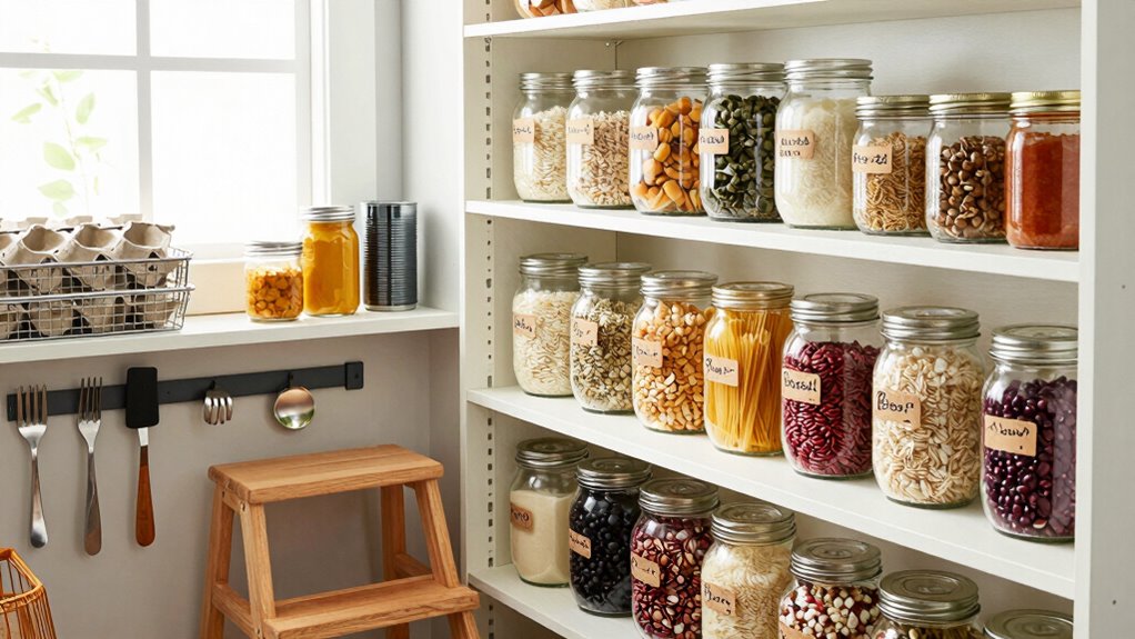 kids help organize pantry