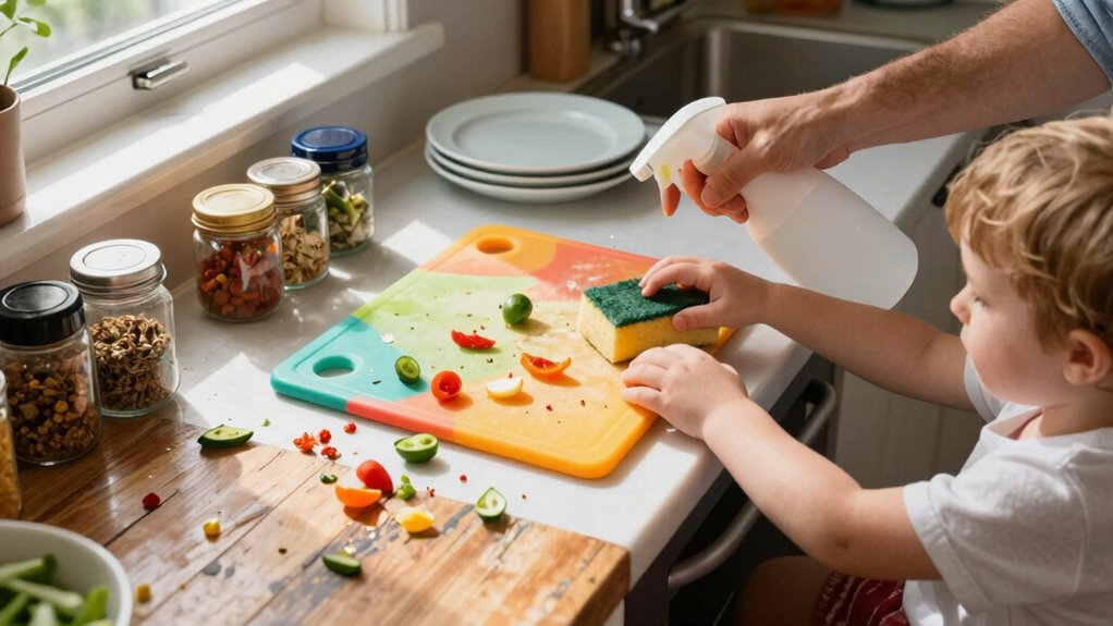 kids helping with cleaning