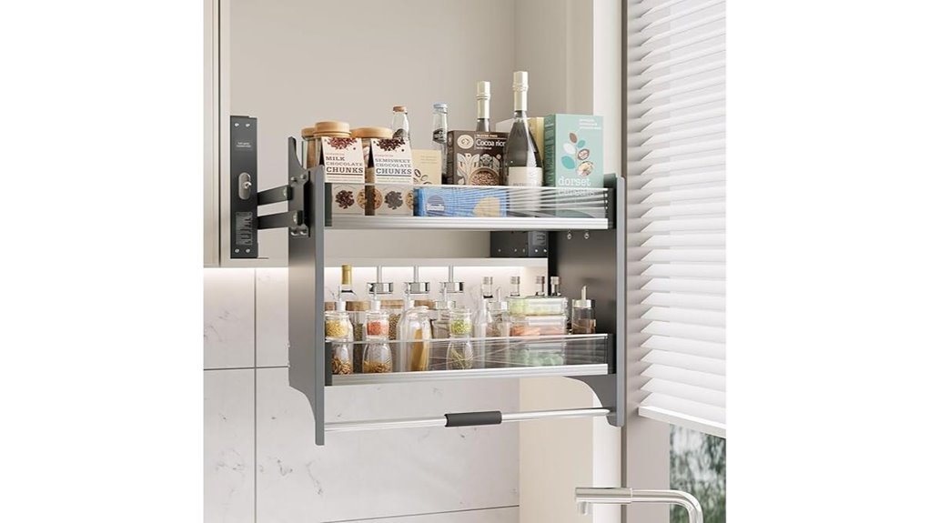 kitchen cabinet pull down shelf