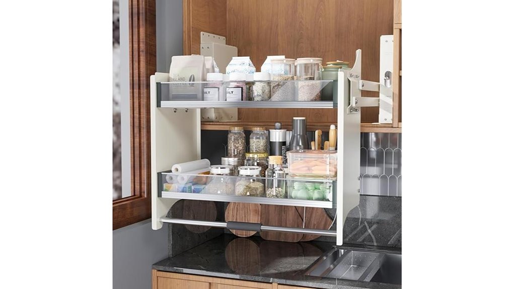 kitchen cabinet pull down shelf