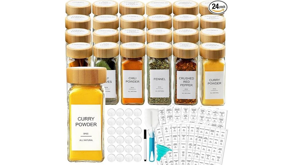 labeled glass spice jars