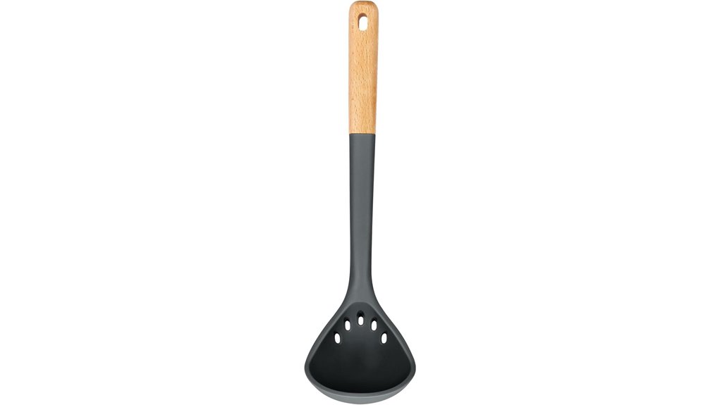 large grey silicone ladle
