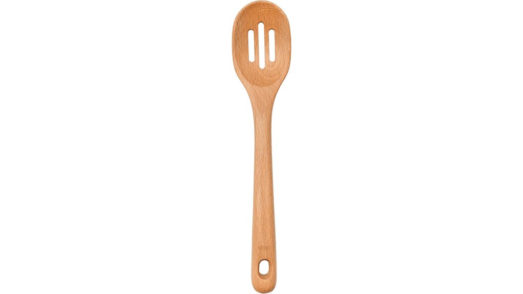 large wooden slotted spoon