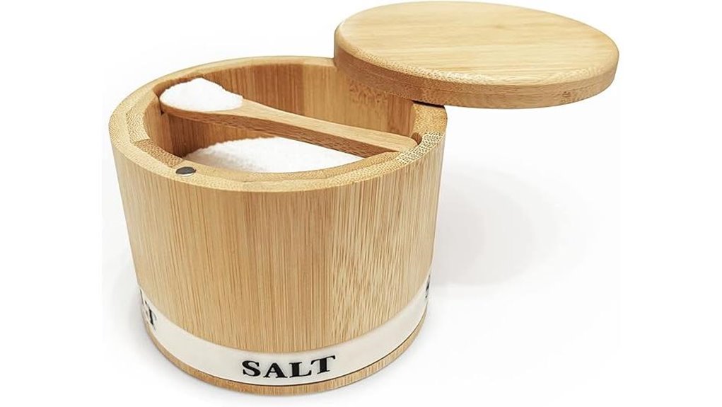 magnetic bamboo salt container