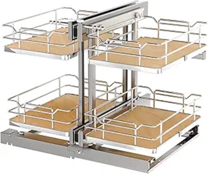 maple two tier cabinet organizer