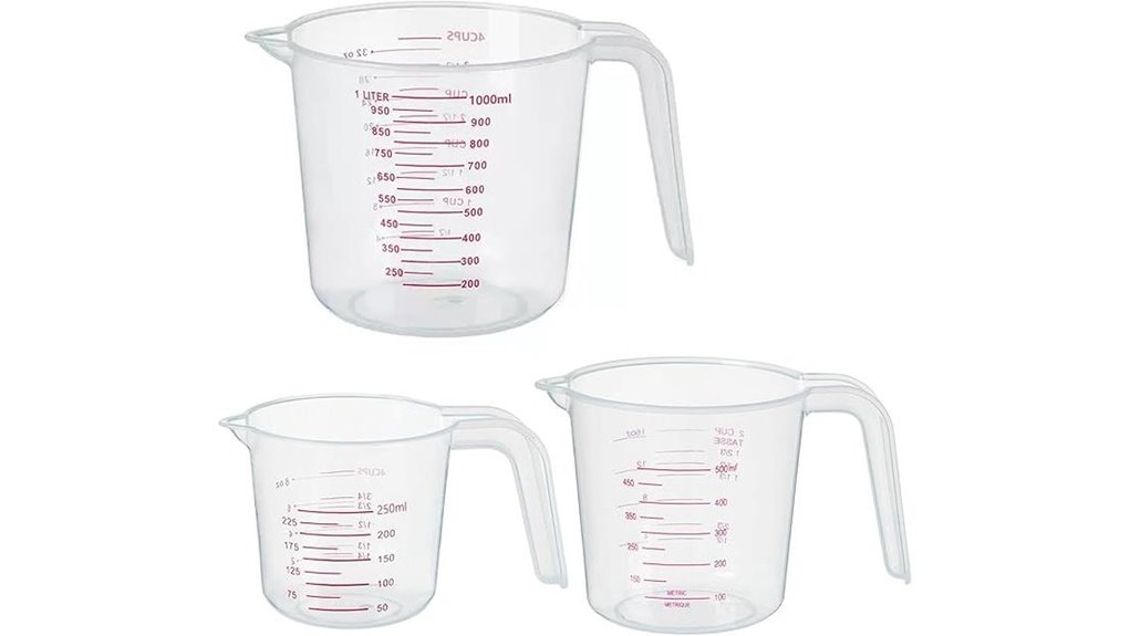 measuring cups in three