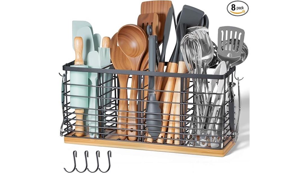 metal utensil holder compartmentalized