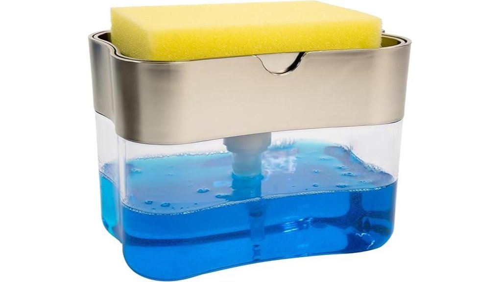 metallic silver soap dispenser