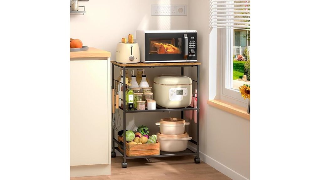 microwave cart with storage