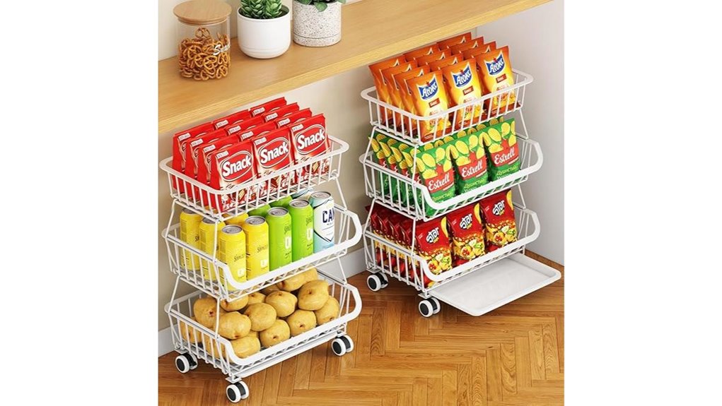 mobile three tier storage cart