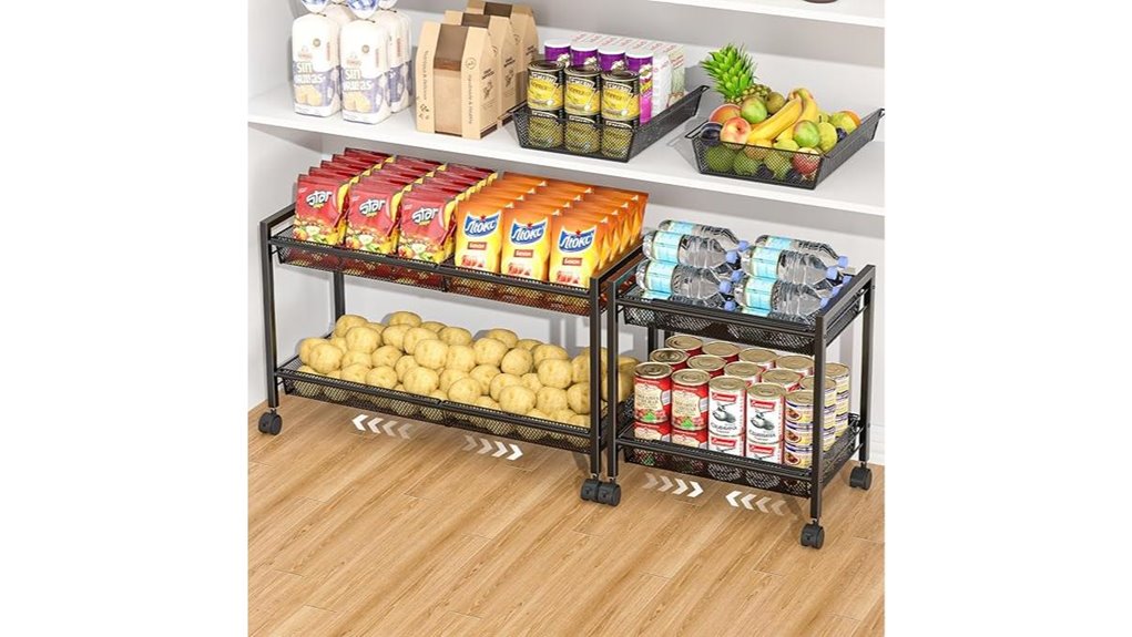 mobile two tier pantry organizer