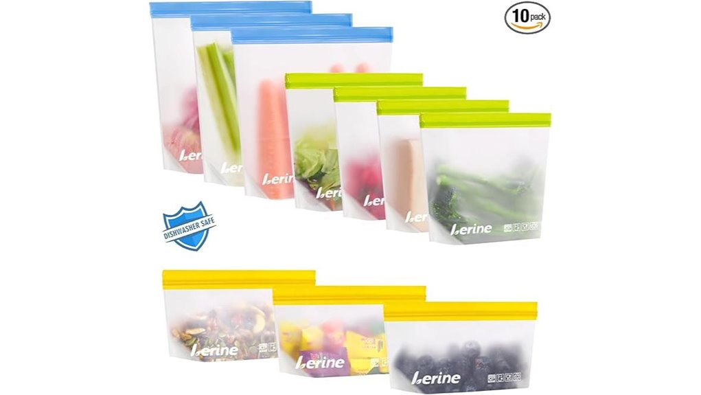 multicolor reusable freezer bags