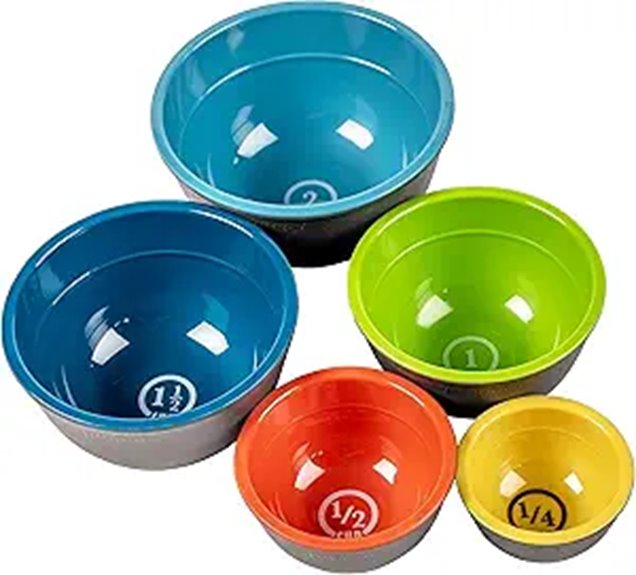 multicolored melamine pinch bowls