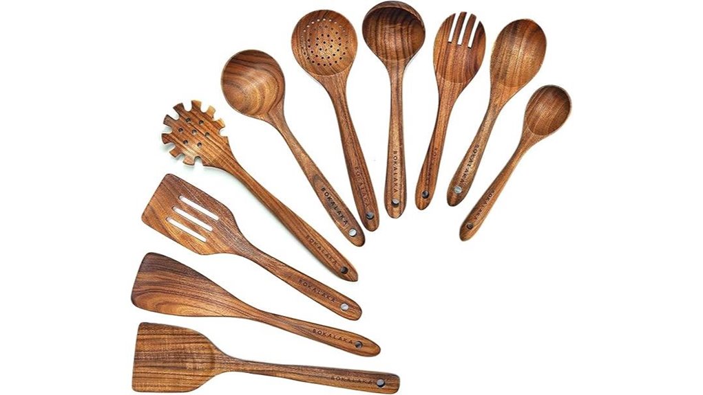 natural teak cooking utensils