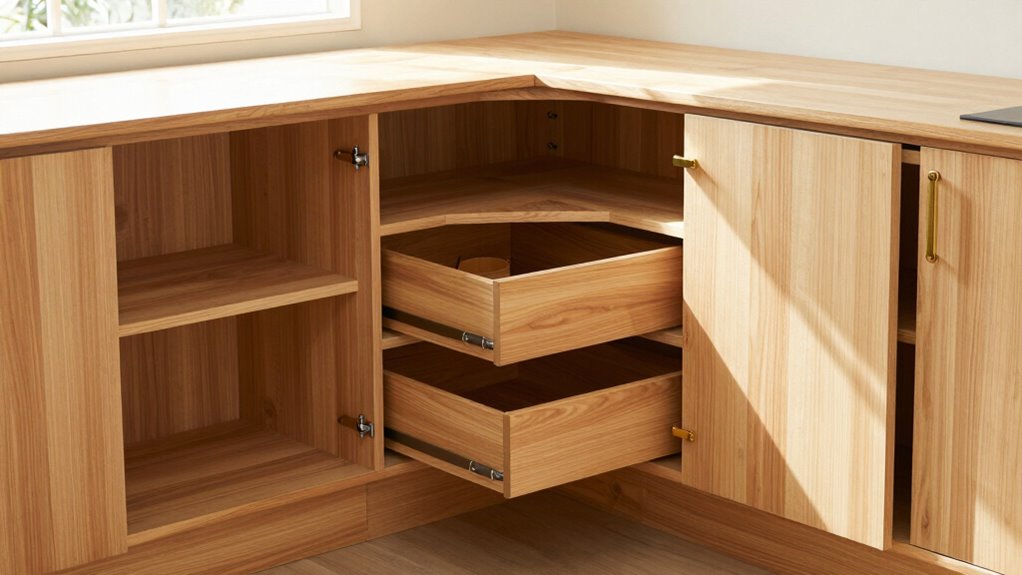 organize corner cabinet storage