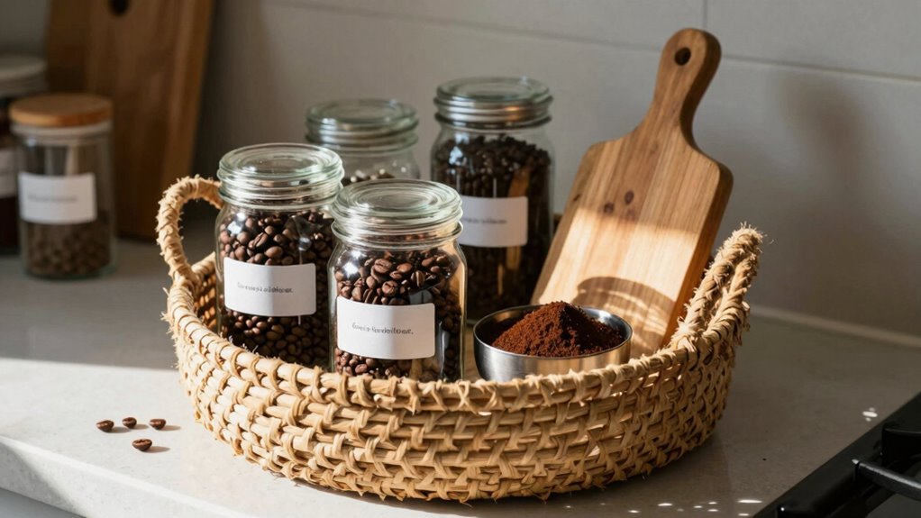 organized coffee and spice station