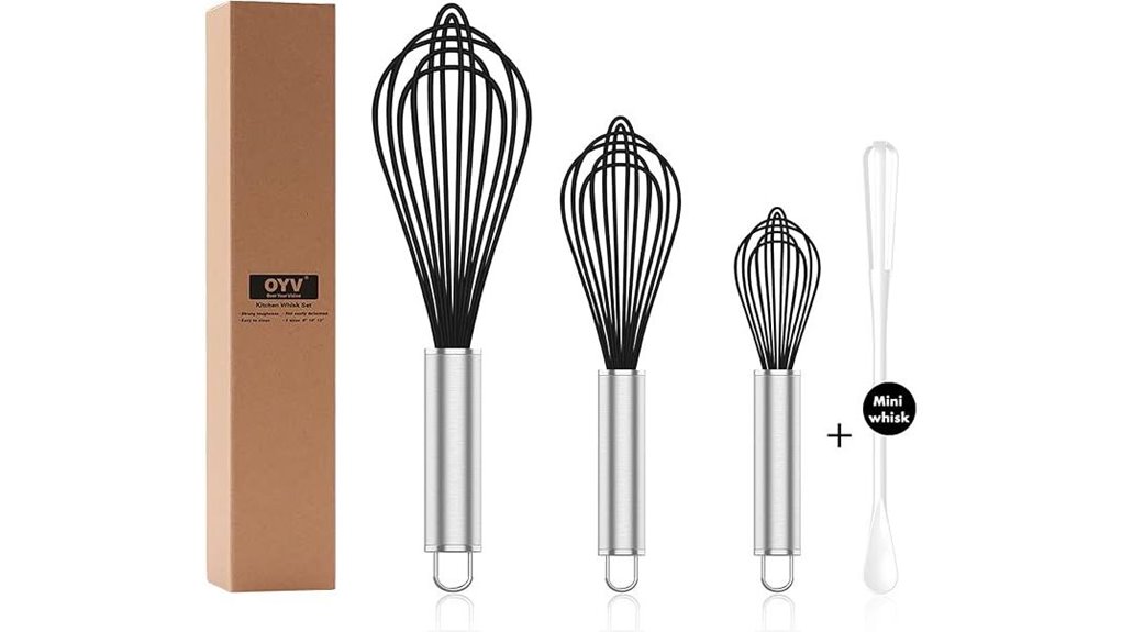 professional silicone cooking whisks