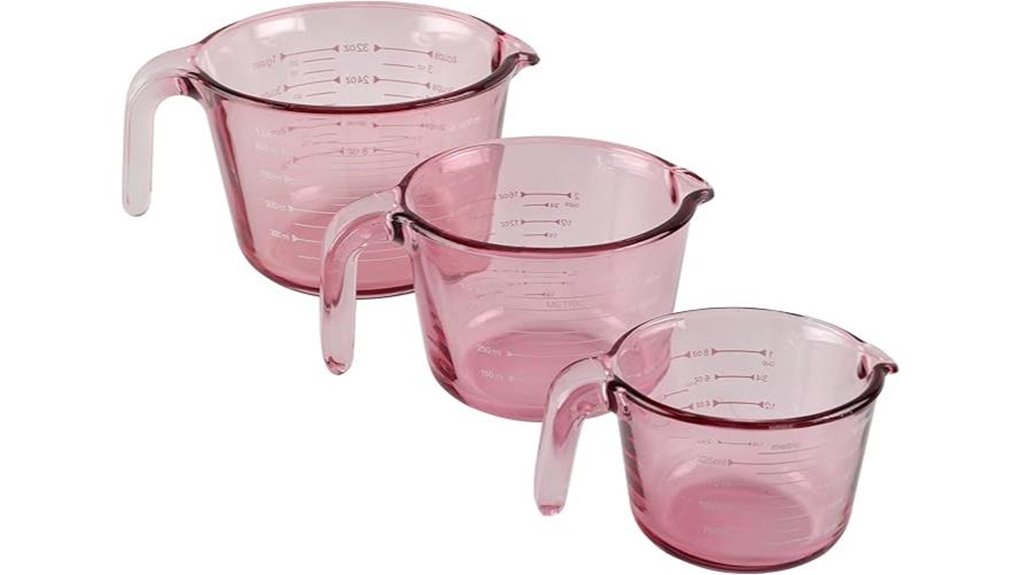 purple glass measuring cups