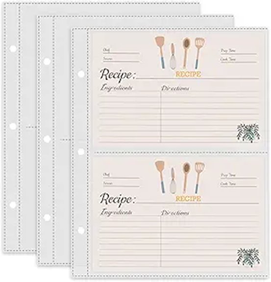 recipe card page protectors