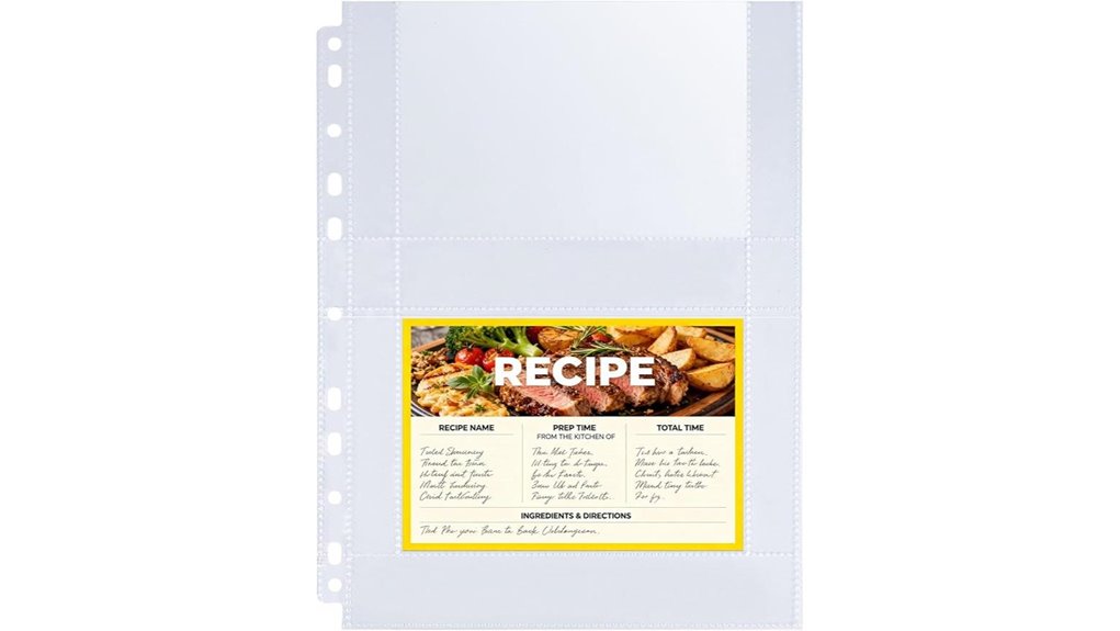 recipe card storage sleeves