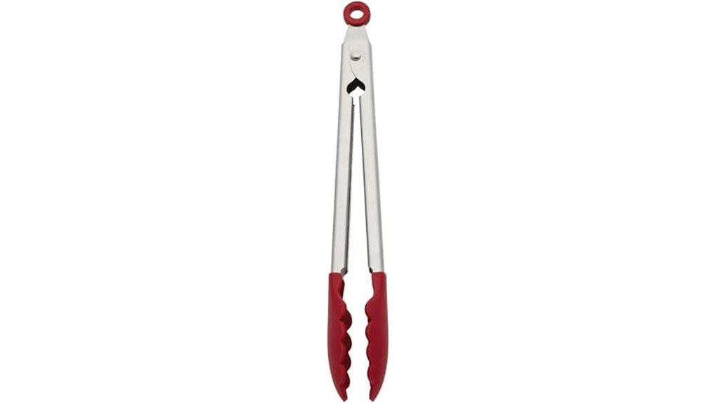 red silicone stainless steel tongs