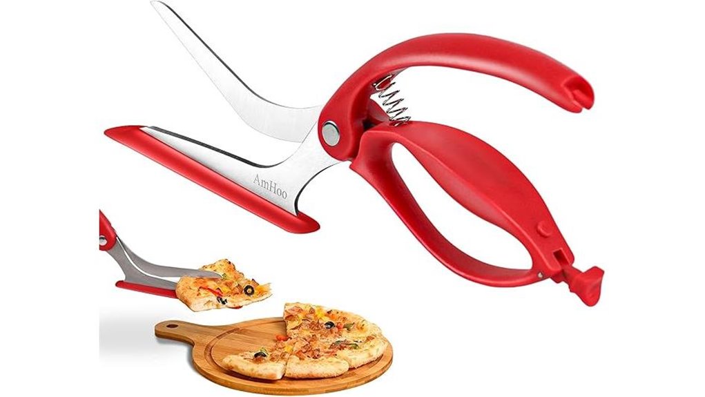 red stainless steel pizza scissors