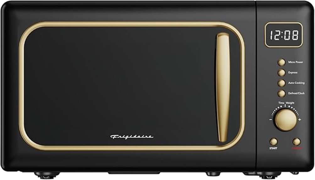 retro black gold microwave appliance