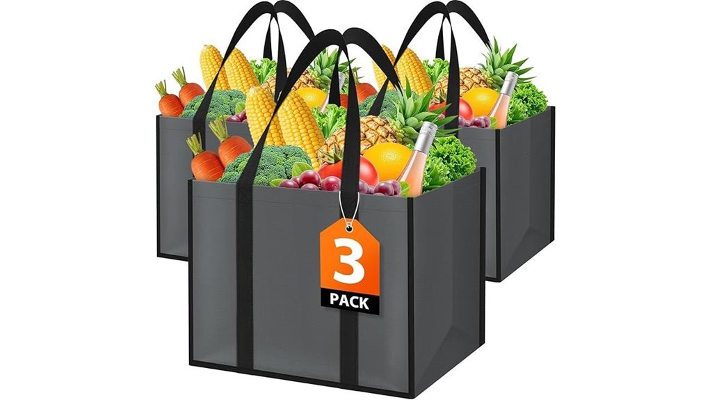 reusable gray grocery bags