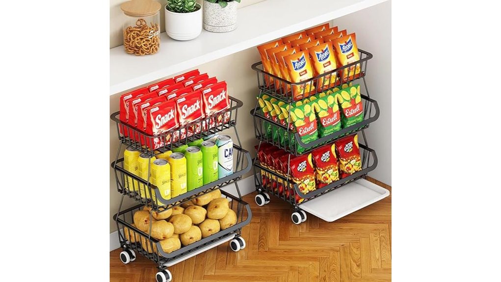 rolling pantry cart with wheels