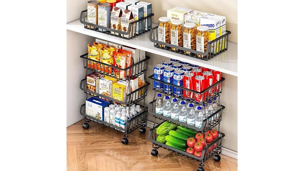 rolling three tier pantry organizer