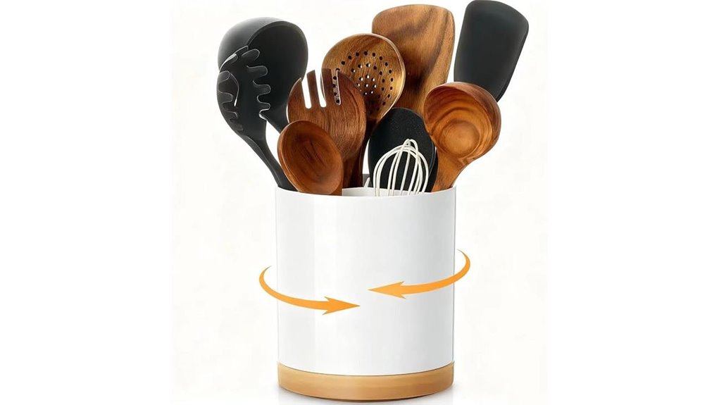rotating porcelain utensil holder