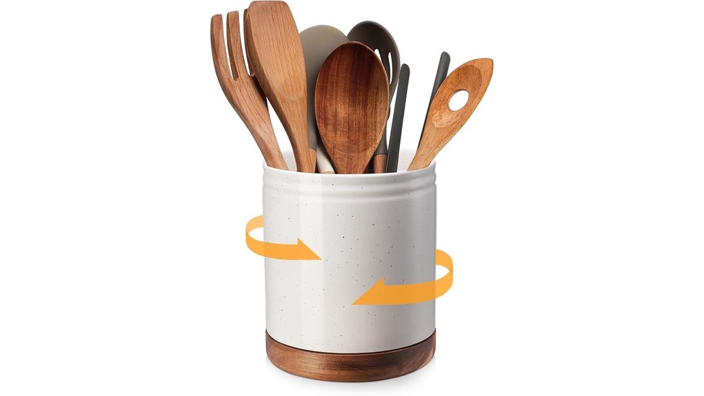 rotating utensil holder white