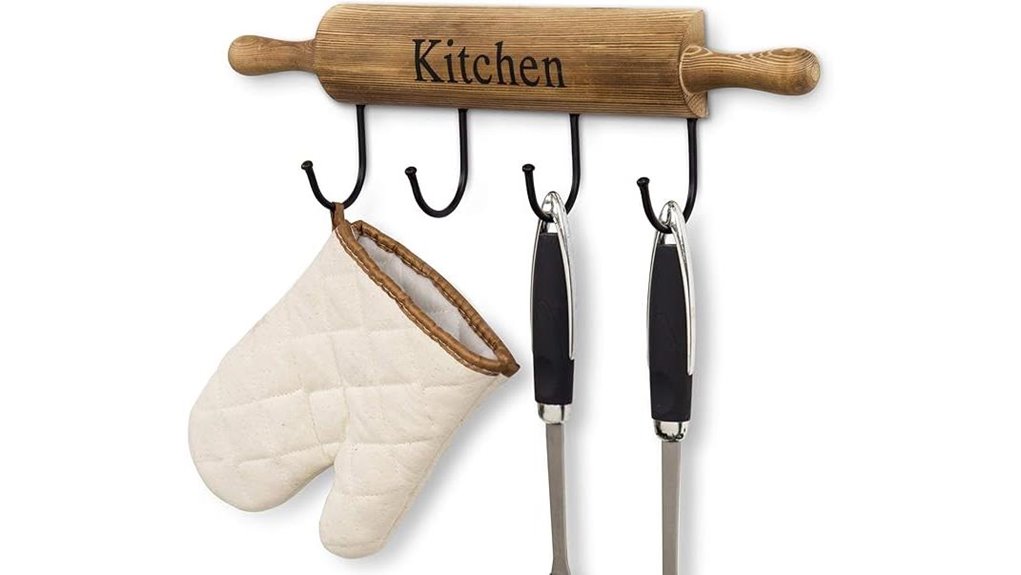 rustic wood kitchen hooks
