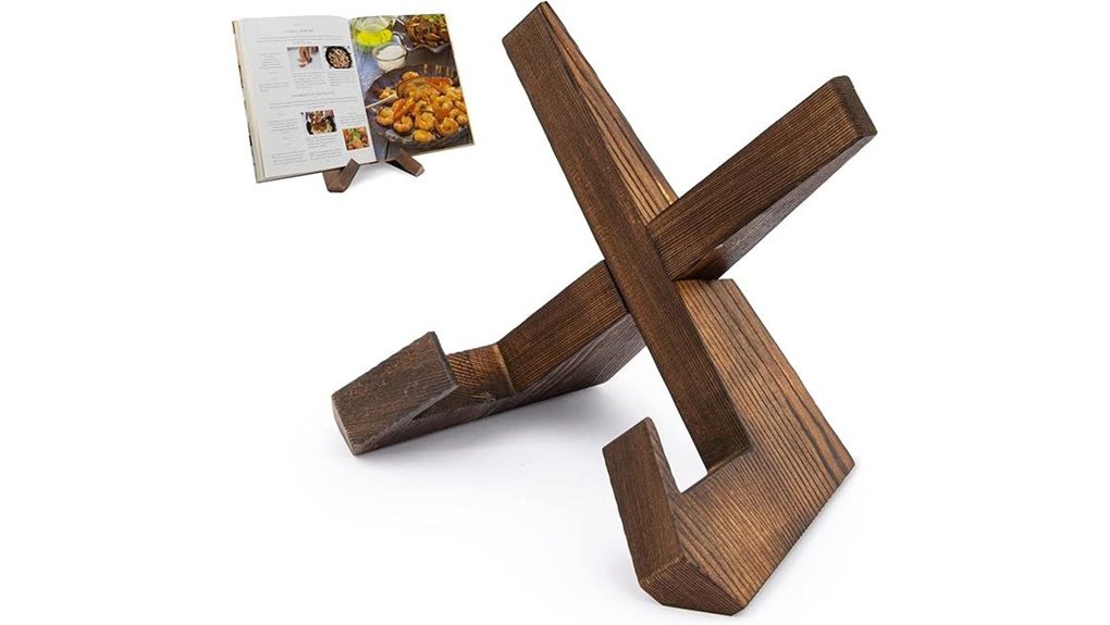 rustic wooden cookbook stand