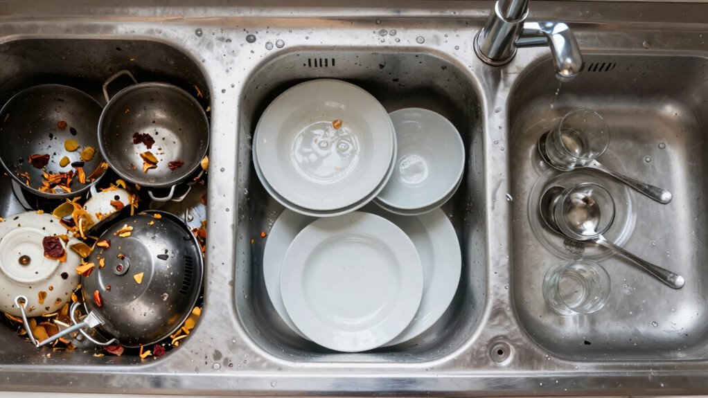 scrape and sort dishes