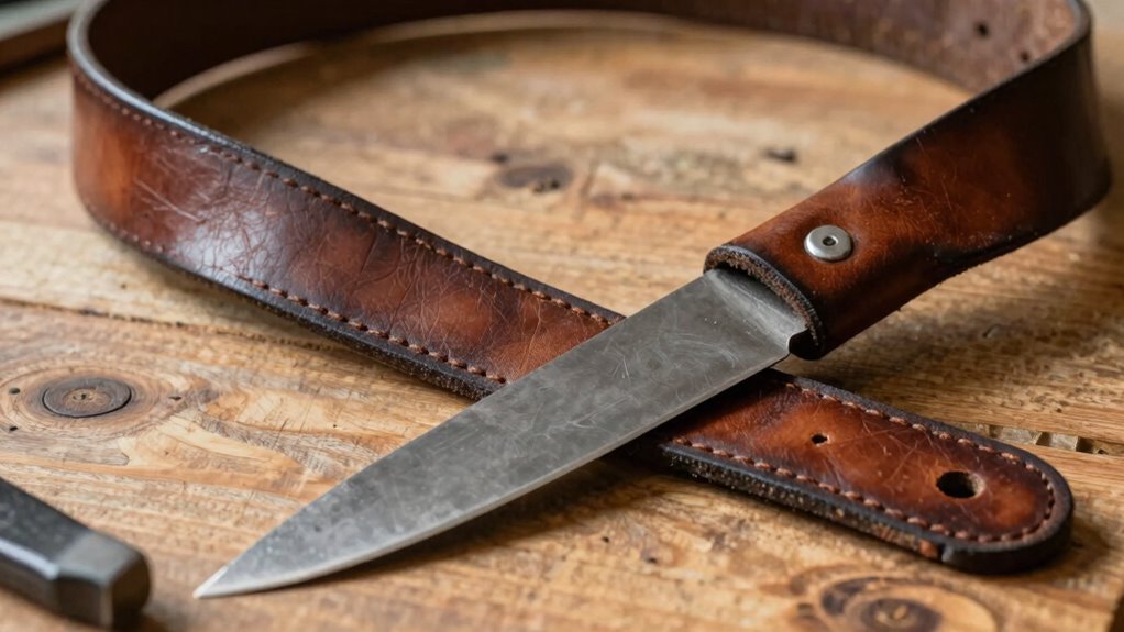 sharpen knives with leather