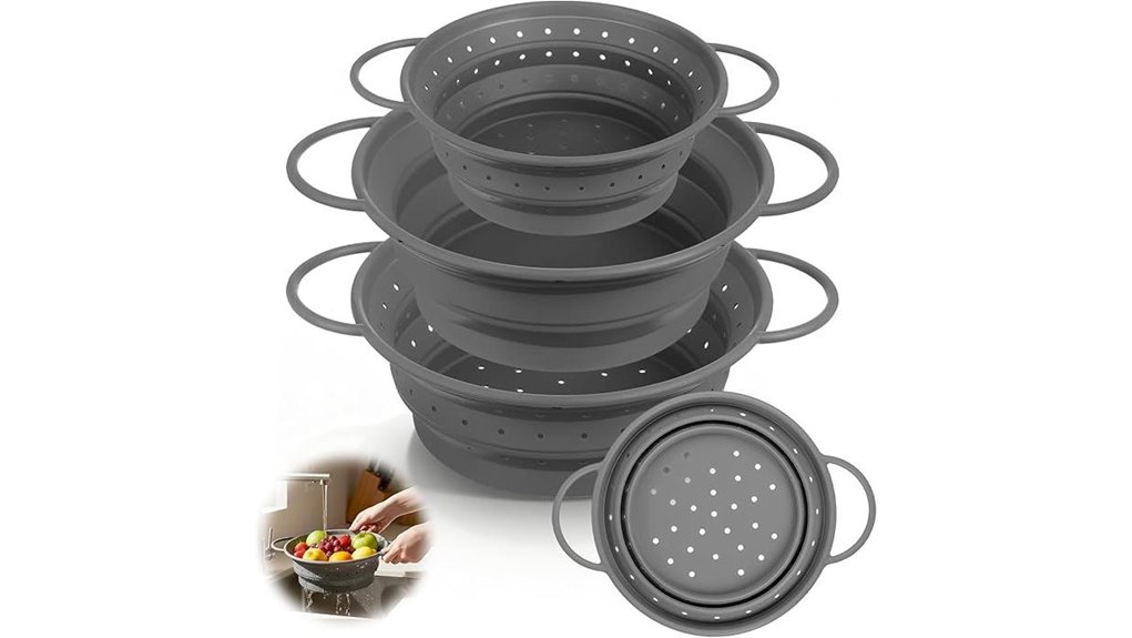 silicone colander set collapsible
