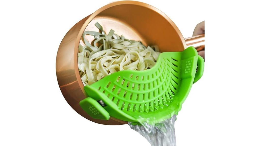 silicone pasta strainer clip on
