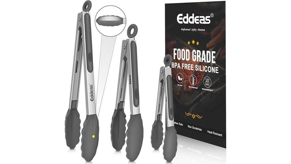 silicone tipped kitchen tongs set