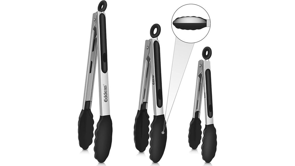 silicone tipped kitchen tongs set