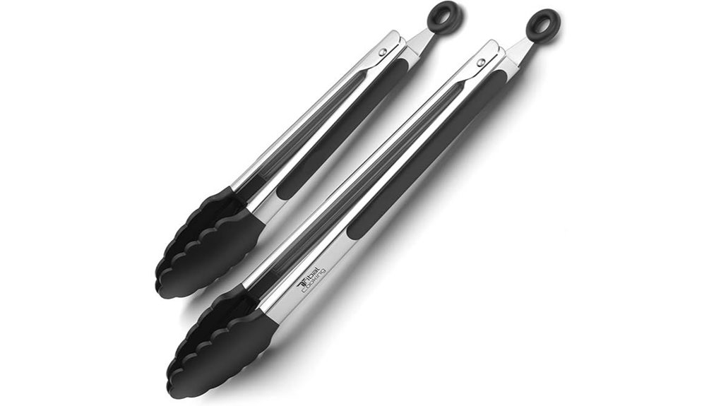 silicone tipped stainless steel tongs