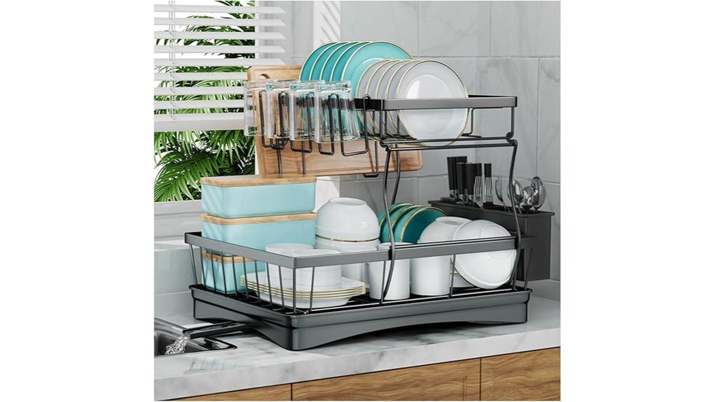 spacious dish drying rack